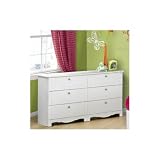 Nexera 310603 Dixie Six Drawer Double Dresser, White