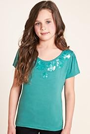 Autograph Short Sleeve Floral Sequin Neckline Top