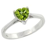 Sterling Silver 6mm Heart Natural Peridot Stone Solitaire Ring, 1/4 in. (7mm) wide