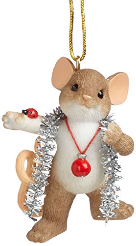 Enesco Charming Tails Gift Wrapped in Tinsel Ornament, 2.125-Inch Enesco Charming Tails Gift Wrapped in Tinsel Ornament, 2.125-Inch