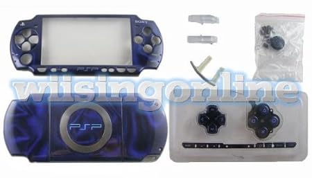 PSP2000 front + back faceplate & buttons (psp2000 housing shell)--3D Blue
