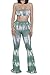 Pink Queen Women Sexy Tie Dye Print Bandeau Top Flared Bell Bottom Pants Outfits