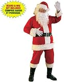 Adult XL 44-48 Flannel Santa Claus Costume With Wig Set