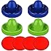 ONE250 Air Hockey Pushers and Red Air Hockey Pucks, Goal Handles Paddles Replacement Accessories for Game Tables (4 Striker, 4 Puck Pack) (Blue & Green)