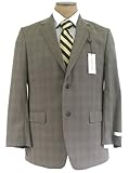 Calvin Klein Mens SB 2 Button Taupe Plaid Wool Suit - Size 39S