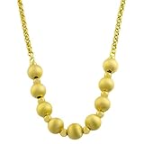 18 Karat Yellow Gold over Sterling Silver Satin Bead Necklace