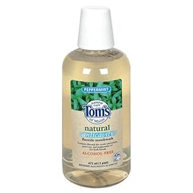Tom's of Maine Natural Anticavity Fluoride Mouthwash, Peppermint, 16-Ounce Bottle