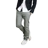 Allegra K Men Belt Loop Straight Slant Pockets Zip Fly Trousers Gray Size 32