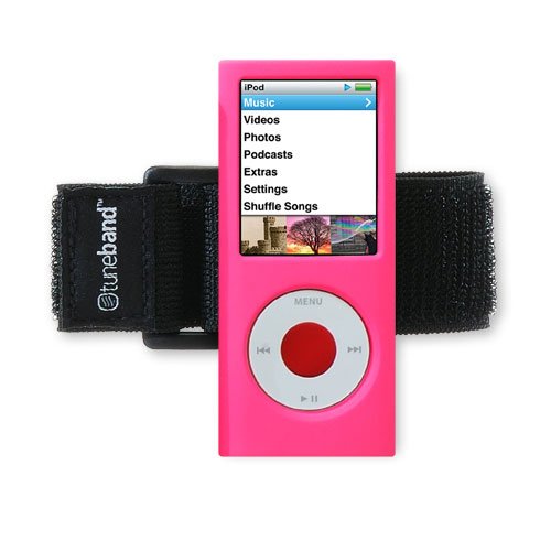 Tuneband, Grantwood Technology's Armband, Silicone Skin, and Screen Protector for iPod Nano, 4th Generation, Compatible with Nike+iPod, PINK