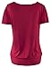 Bepei Women Tops Scoop Neck Short-Sleeves Front Pleated Tunic
