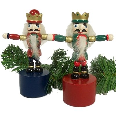 2pc Wooden Nutcracker Push Puppet Christmas Ornaments