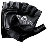 Flaming Eagle Leather Fingerless Gloves