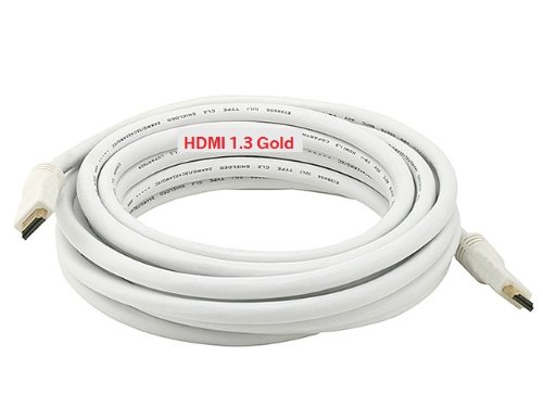 PTC 20ft PREMIUM GOLD Series WHITE HDMI 1.3 CERTIFIED 24AWG CL2 rated cable for Blu-Ray, Cable and satellite boxes, X-box, PS3, HD-DVR....