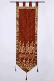 Brown Wall Runner / wall hanging with Tab Tops and Tassels