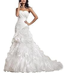 Mermaid Organza Lace Sweetheart Wedding Dress  with a Court Train 