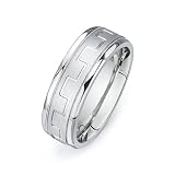 14k White Gold Custom Made 75 Mm Comfort Fit Wedding Band W Milgrain Design Brushed Satin Center Size Z4