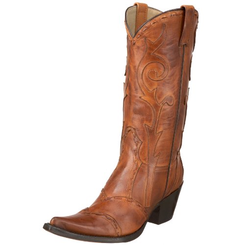 Stetson Women's 6102 Crackle & Lace Boot,Antique Burnished Saddle,8.5 M US