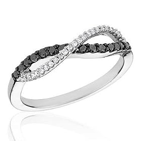 Diamond and Black Diamond Ring 1/4ctw by 