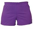 Purple solid color exercise sport shorts for women and girls. Covered elastic waist & vents.