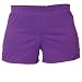 Purple solid color exercise sport shorts for women and girls. Covered elastic waist & vents.