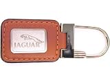 New! Jaguar Key Chain/Ring, Brown Leather/Chrome