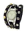 Geneva Designer Inspired Leather Wrap Watch Black