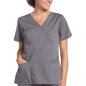 Dickies Women's Everyday Scrubs (EDS) Mock Wrap 2 Pocket Empire Waist Top