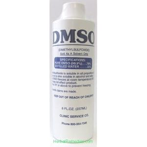 Click here to buy 70% DMSO Liquid with 30% Distilled Water 8 oz. by Clinic Service Co.