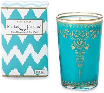 Market Street Candles Moroccan Fresh Cut Grass Scented Soy Wax Candle, Aqua (1)