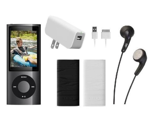 MP3 & Media Players — iPod nano 8 GB (Black), Silicone Case 2-Pack, Earbuds, and Charger Bundle