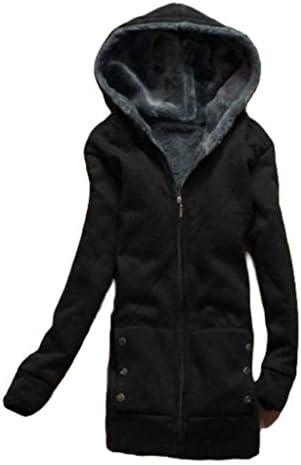 Shanmou Women's Long Winter Polar-Fleece Thickened Coats Jackets(Black, M)