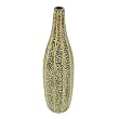 Handcrafted Green Terracotta Flower Vase With Jazzy Stripes - Tall