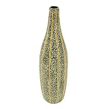EXP Handcrafted Green Terracotta Flower Vase With Jazzy Stripes - Tall