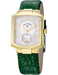 Philip Stein Classic Tank Ladies Gold Tone Green Strap Watch 21GP-FW-CGG