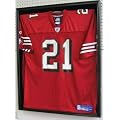 Football/Baseball Jersey Display Case Shadow box frame, 98% UV Protection Door with LOCK- BLACK