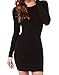 FACE N FACE Women's Scoop-Neck Solid Long-Sleeve Short Fitted Dress, Black, XX-Large