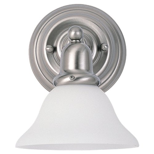 Sea Gull Lighting 44060-962 Sussex Collection One-Light Wall Sconce, Brushed Nickel Finish with Satin White Glass