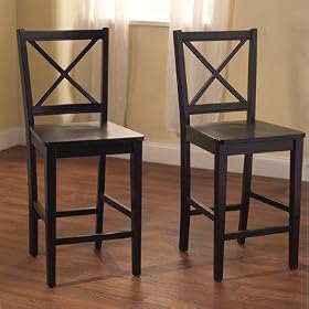 TMS 30-Inch VIrginia Cross Back Stools, Black, Set of 2 by TMS