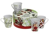 Rosanna Jolly Holiday Set of 4 Mugs, Gift-boxed
