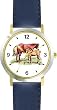 Mare and Foal Horse - WATCHBUDDY&reg; DELUXE TWO-TONE THEME WATCH - Arabic Numbers - Blue Leather Strap-Children's Size-Small ( Boy's Size & Girl's Size )