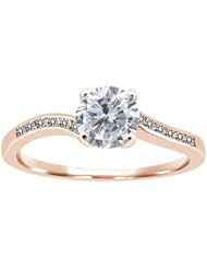 1.14 Ct Round H/I and White Diamond 925 Rose Gold Plated Silver Ring