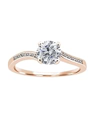 1.14 Ct Round H/I and White Diamond 925 Rose Gold Plated Silver Ring