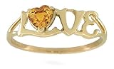 14K Yellow Gold Genuine Heart Citrine Love Ring