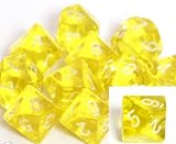 Translucent 16mm Polyhedral Yellow/white d10 Dice