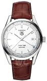 TAG Heuer Men's WV2116.FC6181 Carerra Calibre 7 Twin Time Automatic White Dial Brown Crocodile Watch