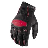 ICON HOOLIGAN 2 MOTORCYCLE GLOVES MOTO STYLE - RED / LARGE - NEW