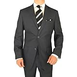 Modern Signature Collection Italian Fit Mens Suit Merino Wool 140s Two Button 2pc Jacket Plus Pants Charcoal Gray