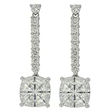 Platinum Plated Sterling Silver Cubic Zirconia Link Earrings