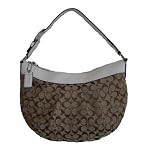 Coach Signature Soho Pleated Large Hobo Handbag Khaki White 13741