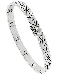 8 1/2 inch Gents Sterling Silver Handmade Link Bracelet, 5/16 inch wide